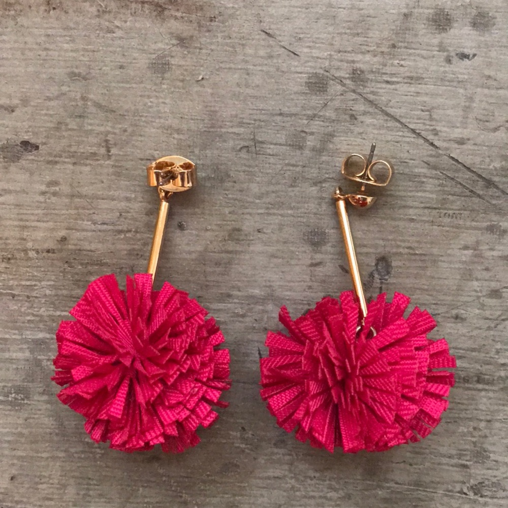 Hot pink J.Crew carnation earrings